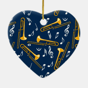 Trombone Music Notes Pattern Ceramic Tree Decoration