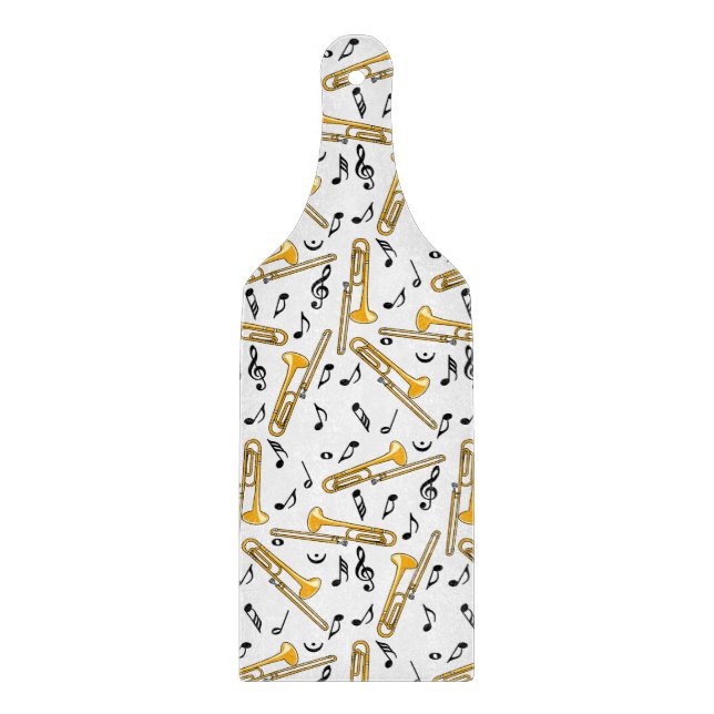 Trombone Music Notes Pattern Cutting Board (Front)
