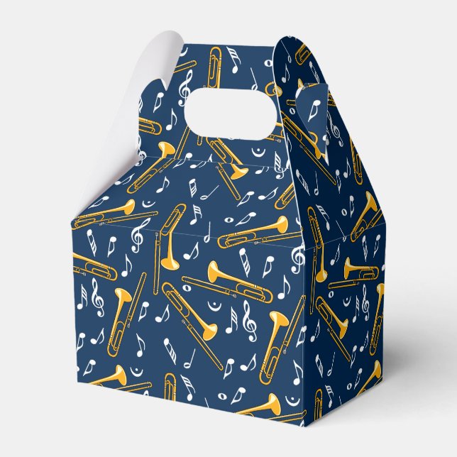 Trombone Music Notes Pattern Favour Box (Front Side)