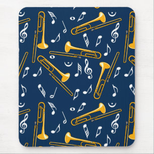 Trombone Music Notes Pattern Mouse Mat