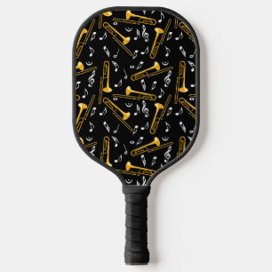 Trombone Music Notes Pattern Pickleball Paddle