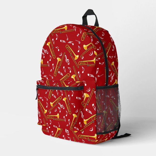 Trombone Music Notes Pattern Printed Backpack (Back Corner Right)