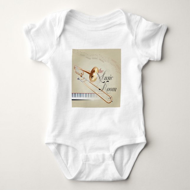 Trombone Music Room Baby Bodysuit (Front)