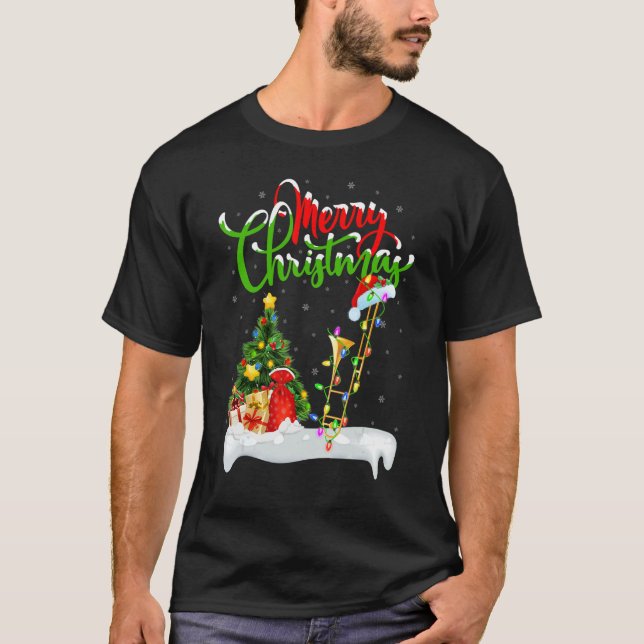 Trombone Music   Xmas Decorations Trombone Christm T-Shirt (Front)