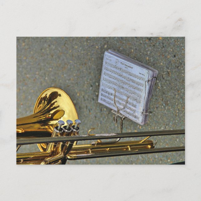 Trombone musical instrument with notation postcard (Front)