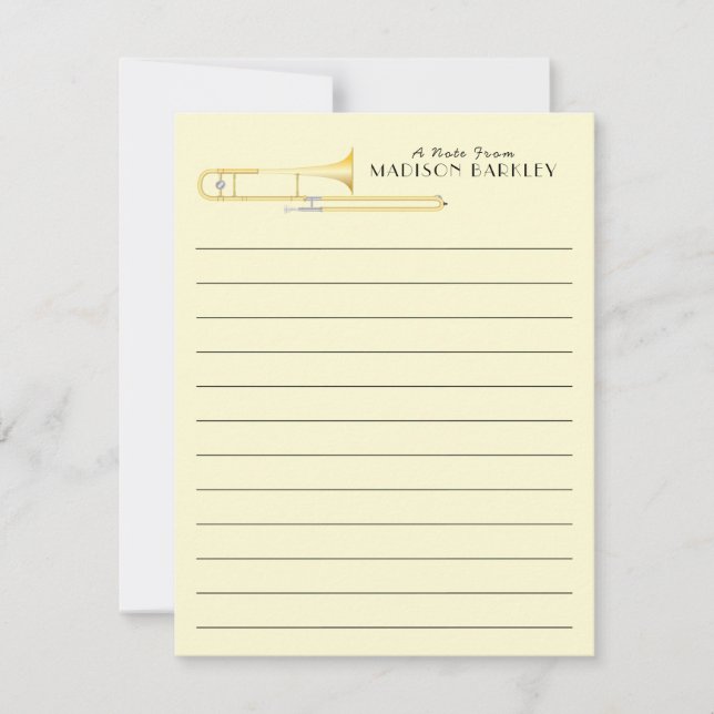 Trombone Musician Band Teacher Thank You Card (Front)