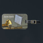 Trombone name brass instrument case luggage tag<br><div class="desc">A modern photograph of a trombone brass band musical instrument. Luggage tag sturdy and suitable to tie around your instrument case for travel and school. For musicians or music students or lovers of classical music.</div>