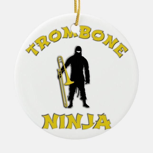Trombone Ninja Ceramic Tree Decoration (Front)
