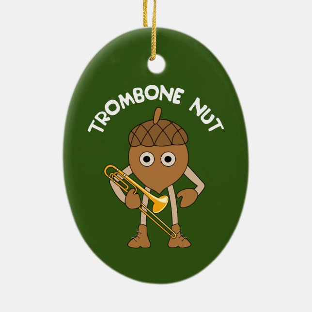 Trombone Nut Text Ceramic Tree Decoration (Back)