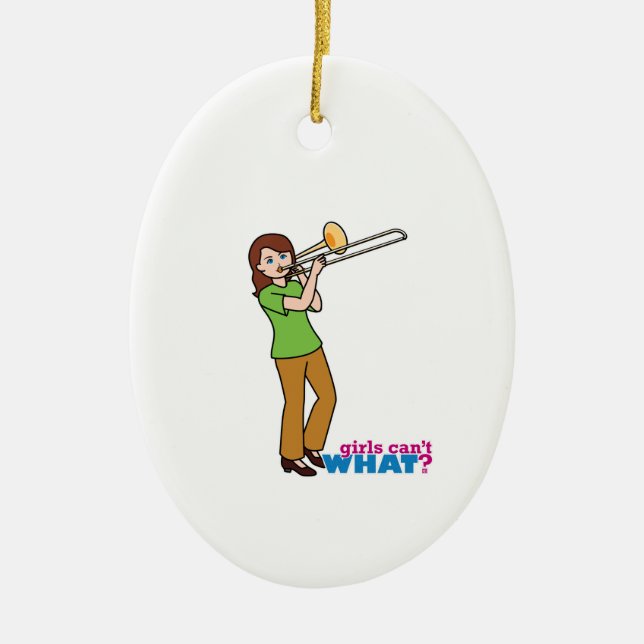 Trombone-player 2 ceramic tree decoration (Front)