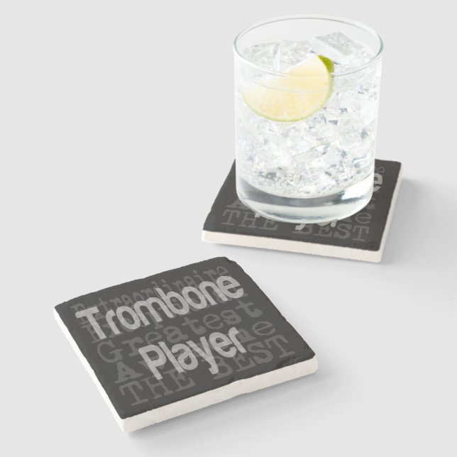 Trombone Player Extraordinaire Stone Coaster (Side)