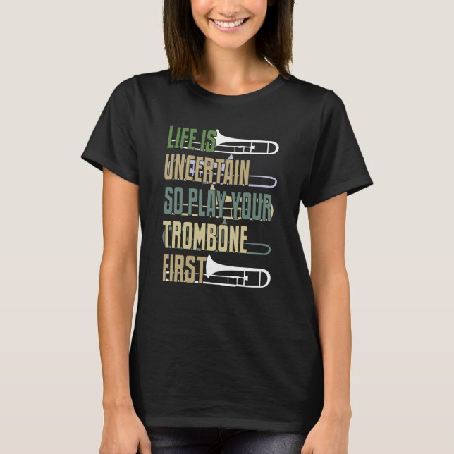 Trombone Player Retro Style T-Shirt (Front)