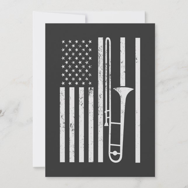 Trombone Player USA Patriotic American July 4th  Invitation (Front)