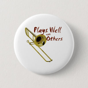 Trombone Plays Well 6 Cm Round Badge