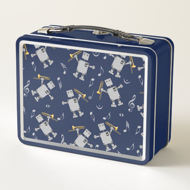 Trombone Robot Metal Lunch Box (Back)