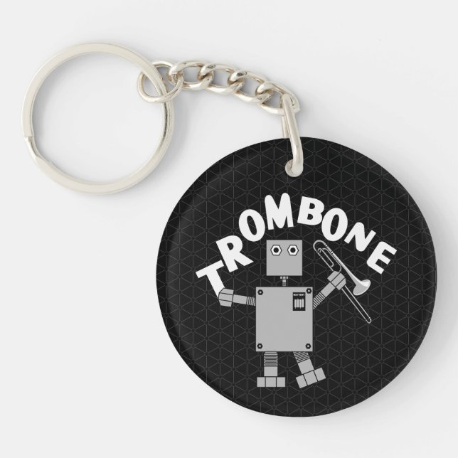 Trombone Robot Text Key Ring (Front)