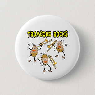 Trombone Rocks 6 Cm Round Badge