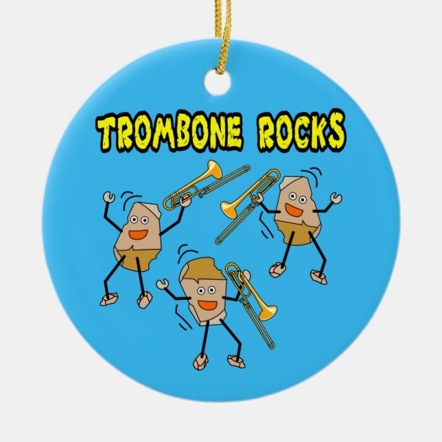 Trombone Rocks Ceramic Tree Decoration (Front)