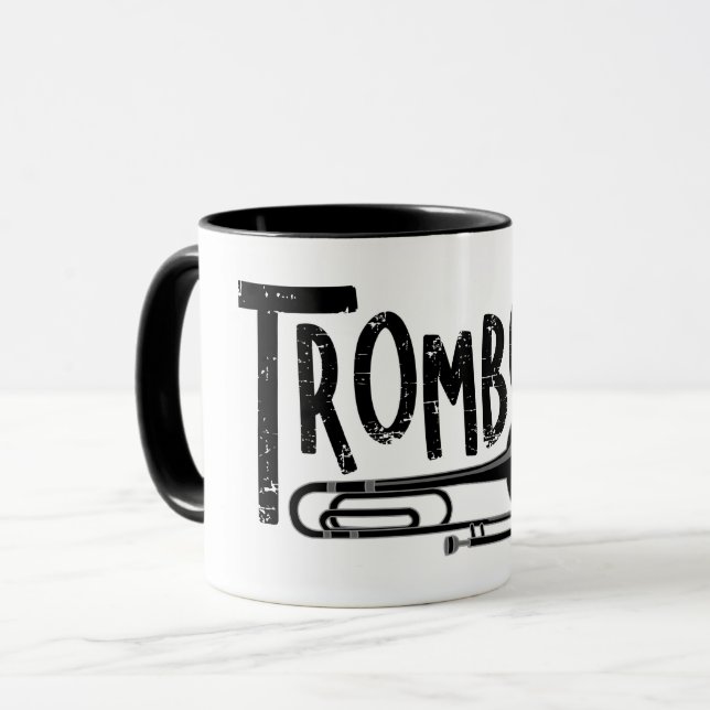 Trombone Rough Text Mug (Front Left)