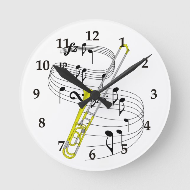 Trombone Round Clock (Front)