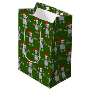 Trombone Santa Hat Robot Medium Gift Bag