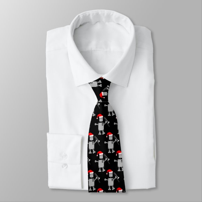 Trombone Santa Hat Robot Tie (Tied)