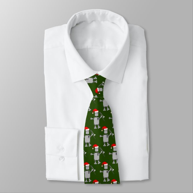 Trombone Santa Hat Robot Tie (Tied)