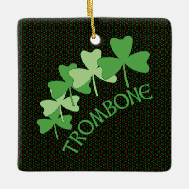 Trombone Shamrocks Arc Ceramic Ornament (Front)
