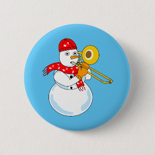Trombone Snowman 6 Cm Round Badge