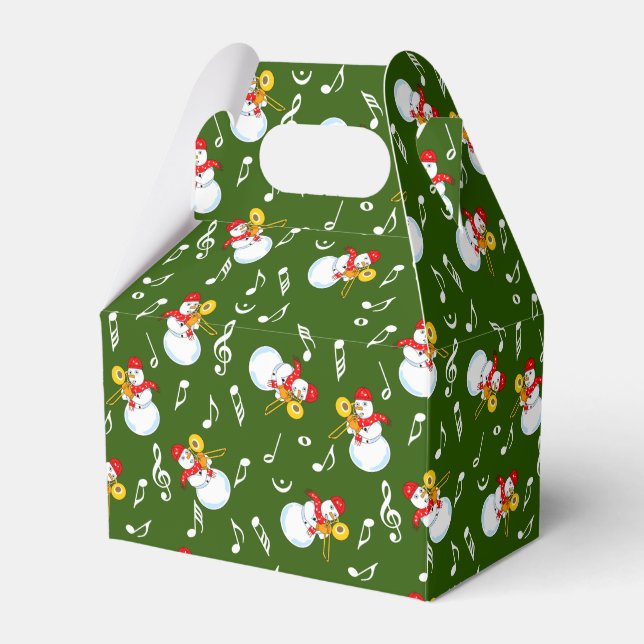 Trombone Snowman Music Notes Pattern Favour Box (Front Side)