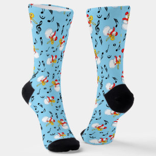 Trombone Snowman Music Notes Pattern Socks