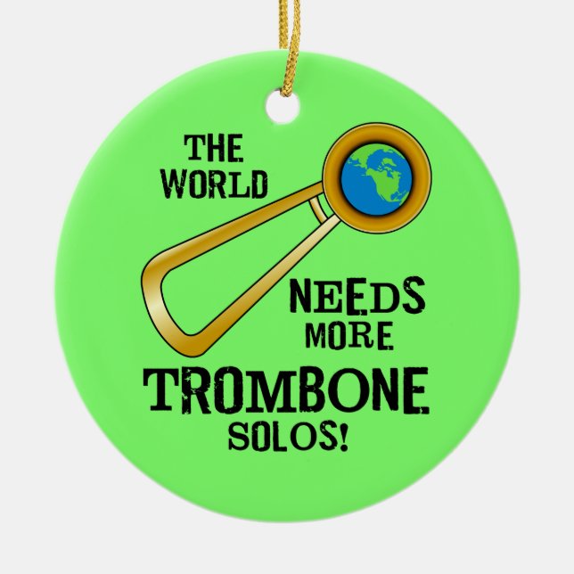 Trombone Solos Ceramic Tree Decoration (Front)