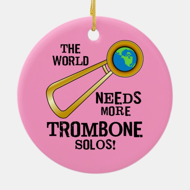 Trombone Solos Ceramic Tree Decoration (Back)