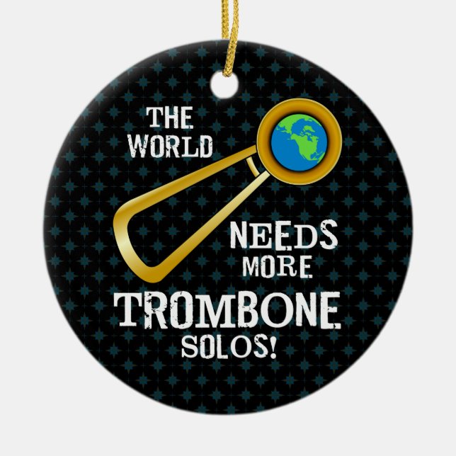 Trombone Solos Ceramic Tree Decoration (Front)