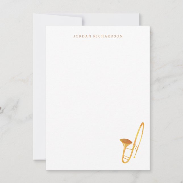 Trombone Stationery - Instrument Thank You Notes (Front)