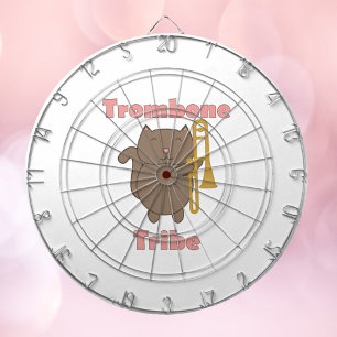 Trombone Tribe Brown Kitty Cat Pink Letters Dartboard