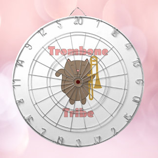 Trombone Tribe Brown Kitty Cat Pink Letters Dartboard
