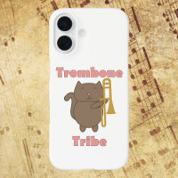 Trombone Tribe Cute Cat Musician Pink
