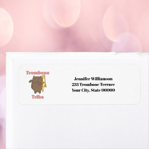 Trombone Tribe Cute Cat Personalize Return Address