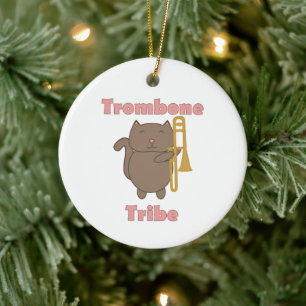 Trombone Tribe Cute Cat Pink Letterns Ceramic Tree Decoration
