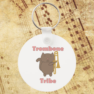 Trombone Tribe Cute Cat Pink Letters Key Ring