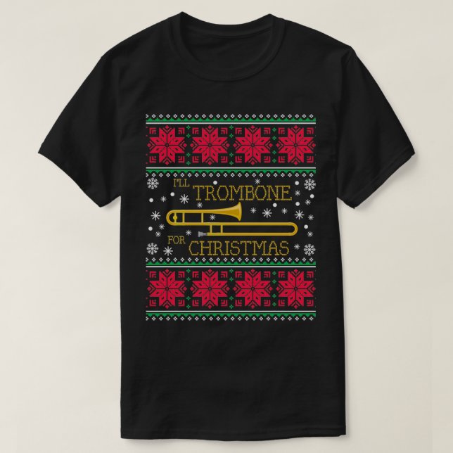 Trombone Ugly Christmas Sweater Marching Band Chri (Design Front)