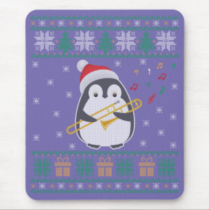 Trombone Ugly Christmas Sweater Penguin Xmas Famil Mouse Mat