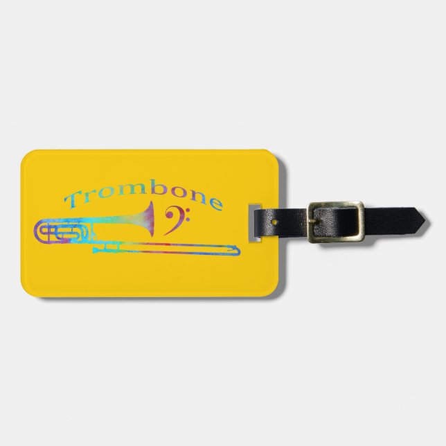Trombone with Bass Clef Luggage Tag (Front Horizontal)