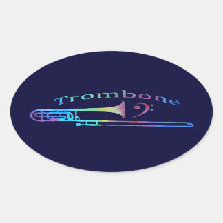 Trombone with Bass Clef Oval Sticker