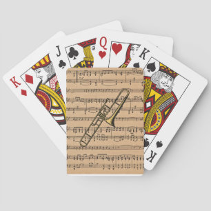 Trombone With Sheet Music Background Playing Cards