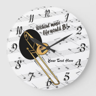 Trombone Without Music Life Would B Flat WallClock