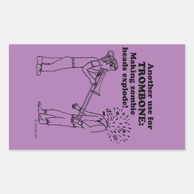Trombone Zombie Explode Rectangular Sticker (Front)
