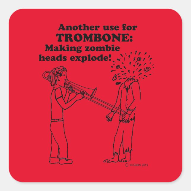 Trombone Zombie Explode Square Sticker (Front)