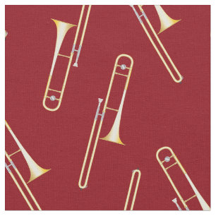 Trombones Music Musician Room Decor Red Fabric